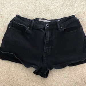 High Rise Black Denim Shorts